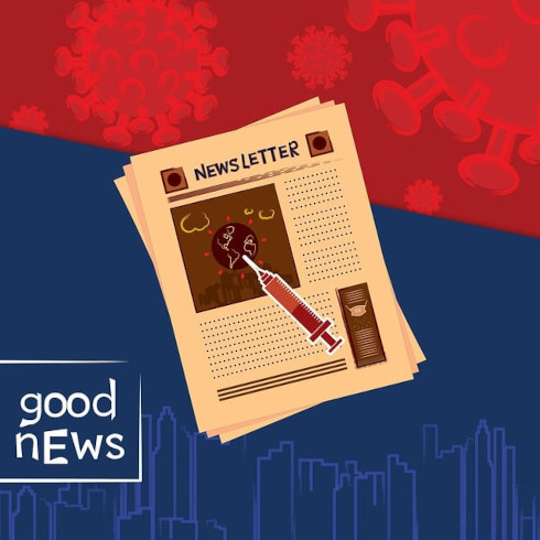 Grafik zeigt eine Zeitung und die Nachricht: Good news