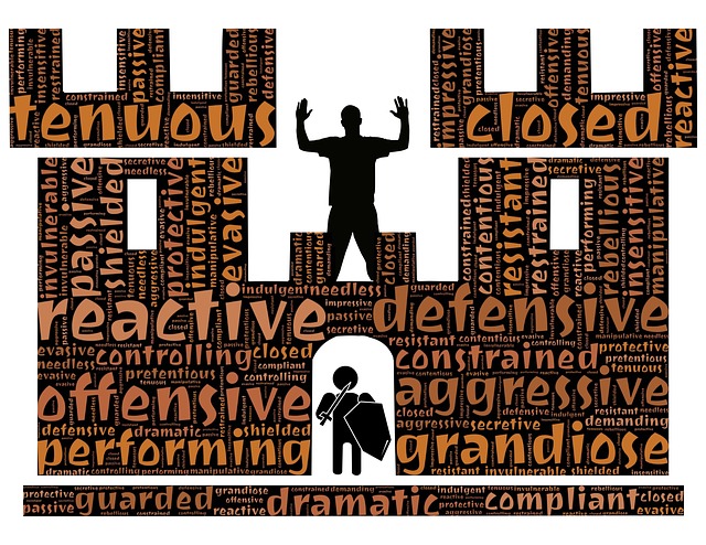 Eine Skizze einer Burg. Darauf stehen Begriffe wie: Closed, defensive agressive usw. Ein Männchen mit Scchild und Schwert bewacht den Eingang.